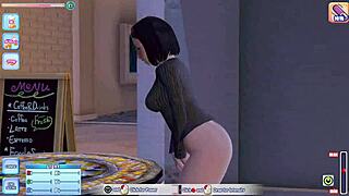 Anal sex and enema in a public beach in a hentai game