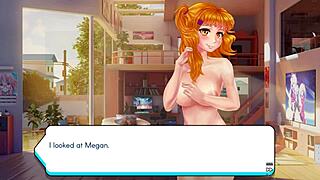 Gamer girls in action: Megan's big boobs and ass fucking scene