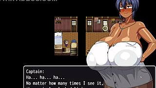 Tanned girl Natsuki helps the captain with a handjob