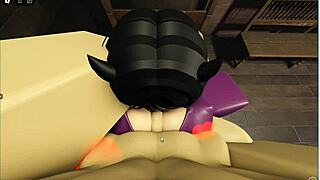Beautiful anime woman gets rough sex in a cabin in a video game