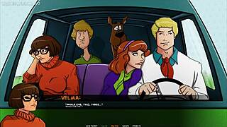 3D cartoon of Velma getting face fucked and cummed on