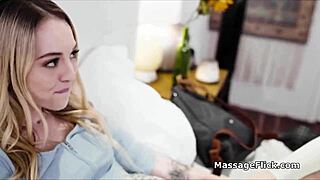 Two college roommates give each other a sensual massage with oil and it turns into a hot and steamy experience