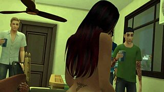 Sims 4 porn video with Wickedwhims: Porn stars at college party