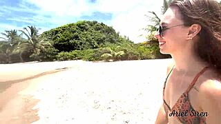 Amateur housewife goes wild on the beach in this porn vlog