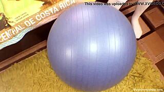 Petite blonde teen gets blown and fucked on ball