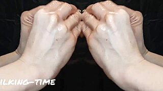 Massaging a unicorn's horns while milk is oozing out