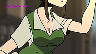A barista with an amazing ass in a cartoon parody wants to have sex
