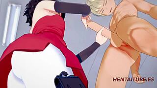 Boku no Hero Boruto: Asian MILF and teen get creampied