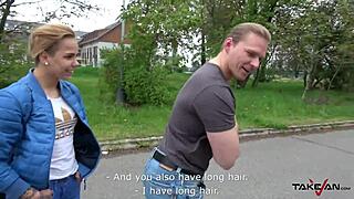 A small blonde from the Czech Republic gets a wild public ride in a moving van