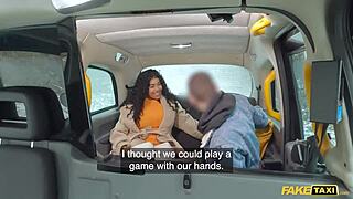 Big black cock fucking bouncing boobs and ass in a fake taxi scene