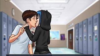 College adventures with small-breasted blondes in animated porn movie Summertime Saga