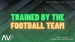 Football team's alpha males dominate in a gangbang with muscle worship and blowbang