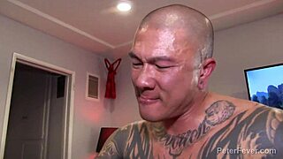 Muscular hunk gets rimmed and fucked by Asian stud