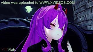 Vampire queen dominates a hunter in erotic anime scenes