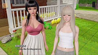 Beautiful women with big breast in a 3D animated game called Ripples