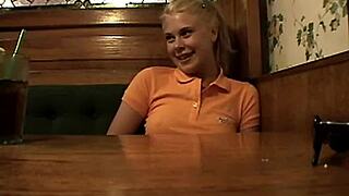 Young blonde girl with braces enjoying herself outdoors