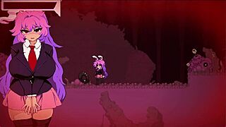 Commented gameplay of Japanese hentai game Udonge with sexy girl having pink hair