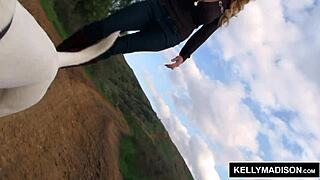 Outdoor solo pleasure with big-boobed anime MILF Kelly Madison