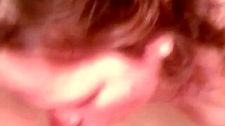 Big natural tits homemade brunette gets a bath tub blowjob
