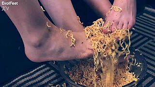 Close up of a hot lesbian scene with foot fetish elements
