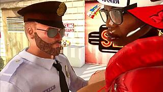 Perverted Cop Toys with Big Boobs Ebony Girl in Wild Prison Action?