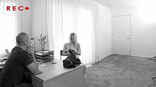 Tiny Blonde Kendi Tackles Massive White Cock