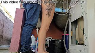 Married Housewife Pays Washing Machine Tech with Her Tight Ass.