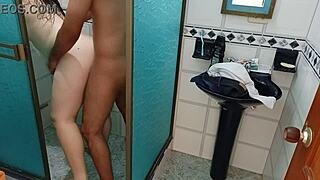 Wow, I set up a hidden cam in the bathroom to spy on her stripping, and ended up banging by accident! 😱
