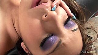 Nautica Thorn rides a thick cock, making it vanish in her shaved pussy.