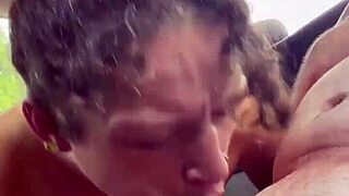 Yo, this busty hooker rode reverse cowgirl in a car midday and took a huge load! 🍑💦