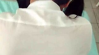 Just saw this cute Latina student in uniform getting wild in the bedroom with a friend.