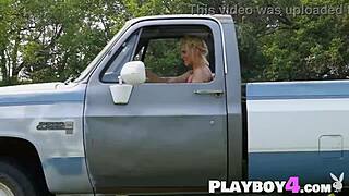 jenessa dawn, the petite blonde model, displayed her figure outdoors in a softcore solo