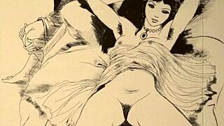 Vintage Erotic Drawings Feature Hairy Pussy and Beaver in Antique Retro Style