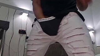 She arrives with strong cumshot on sexy t-shirt and perverse huge cock action