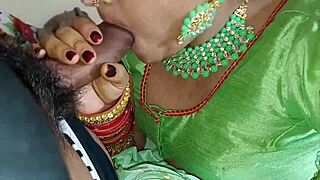 The indian wife experienced her first-time dirty fucking in the bedroom with close-up creampie action from her married partner.