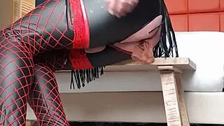 Shemale mistress in stockings shows off her dirty side