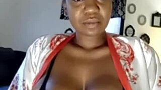 Ebony pornstar Jessica's live show with big tits
