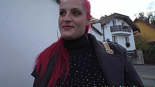 Public amateur gets her tight pussy stretched by big cock in POV