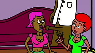 Laugh out loud with this cartoon lesbian blowjob video