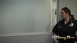 Three-way sex with a black stud and two big-titted cops