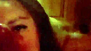 Monika Fox gives a blowjob in the sauna to a big cock with pierced nipple