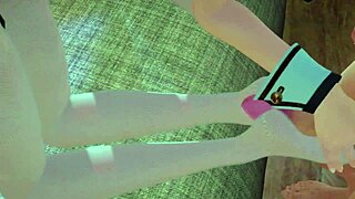 Cute bunnies indulge in a threesome footjob in 3D animation