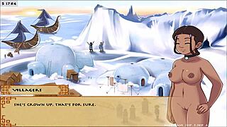 Hentai game trainer Katara's big boobs and anal adventures