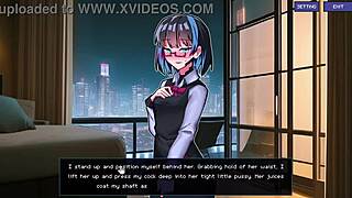 Hentai game: A cute bargirl begs for a cum-duel