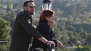 Redheaded pornstar gets her mouth and pussy filled in a hot session