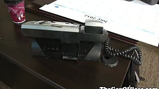 Muscular gay office worker gets his ass pounded by his boss