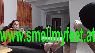 Foot domination and licking in Russian BDSM video