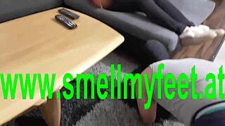 Foot domination and licking in Russian BDSM video