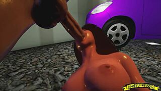 Hentai animation of a parking lot blowjob with a big dick