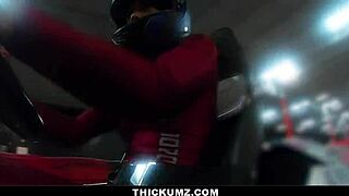Brooklyn Gray chokes on dick after wild go-kart ride